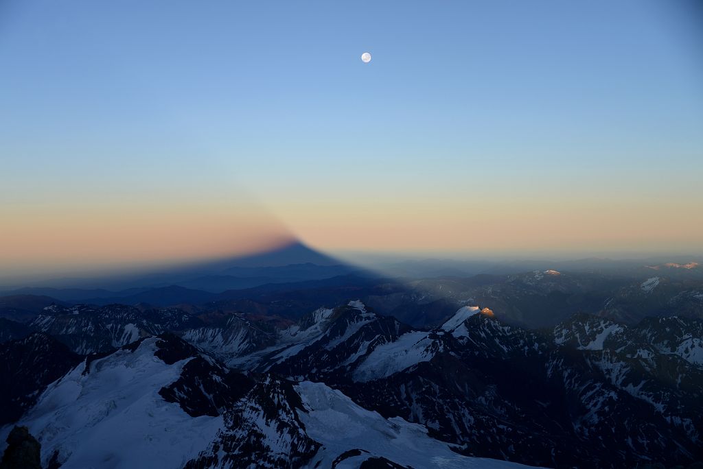 12 Moon Over The Shadow of Aconcagua And Cerro de los Horcones, Cerro Cuerno, Cerro Piloto, Alma Blanca From Between Colera Camp 3 And Independencia On The Climb To Aconcagua Summit